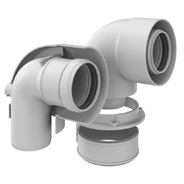 Coaxial vertical starting 90° curve